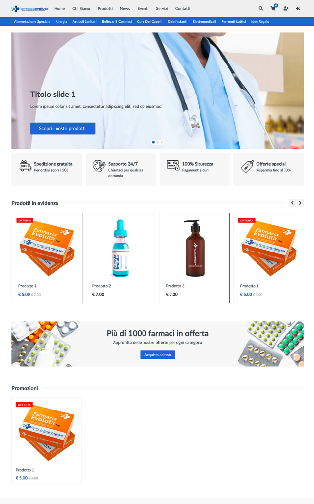 Nuovo template e-commerce da Farmacia Evoluta